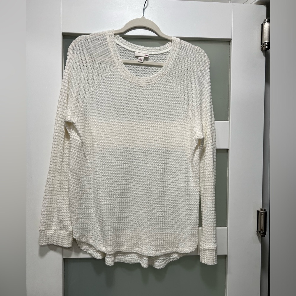 White waffle knit long sleeve